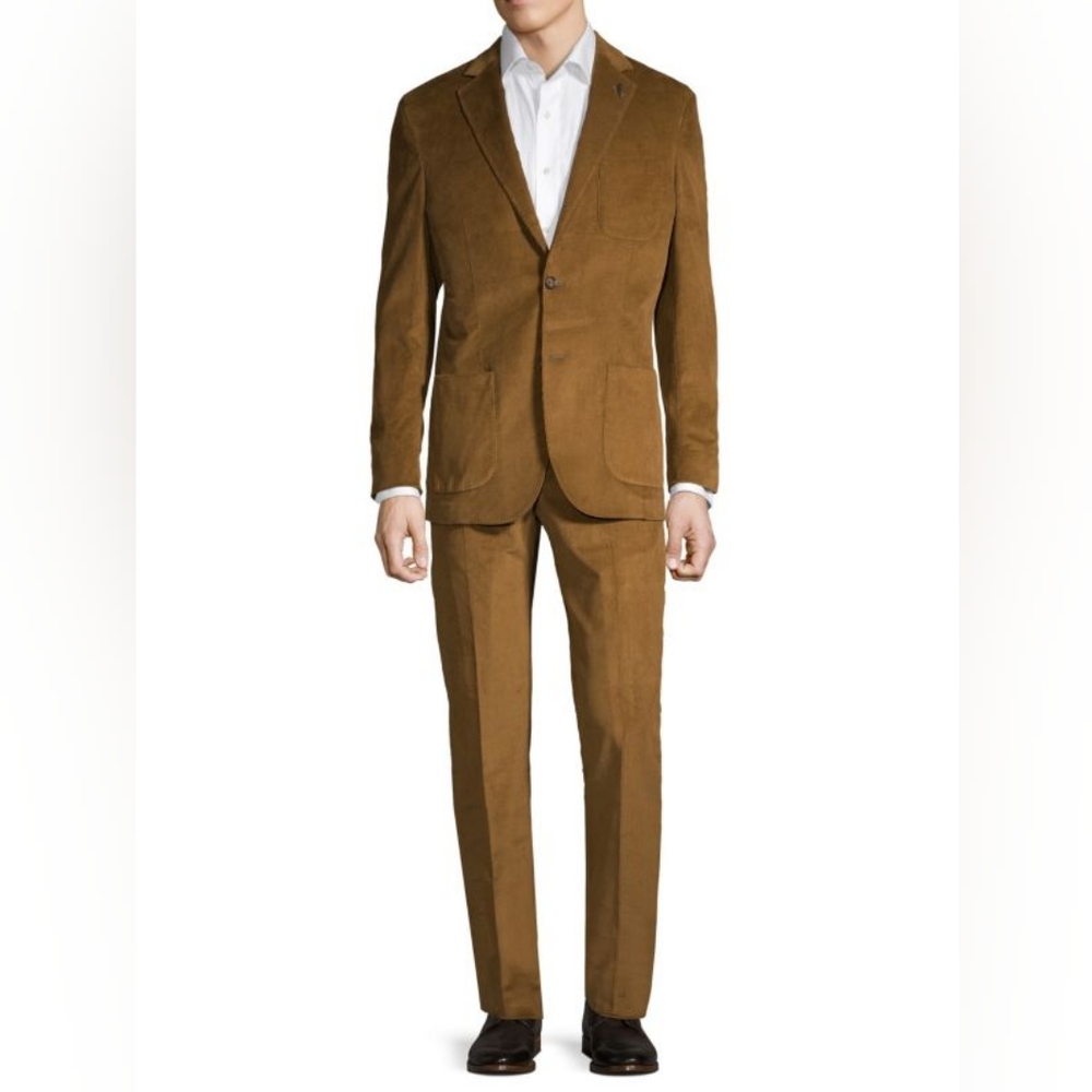 Michael Bastian Textured Corduroy Suit in Brown Corduroy Size 36 Regular (29W)